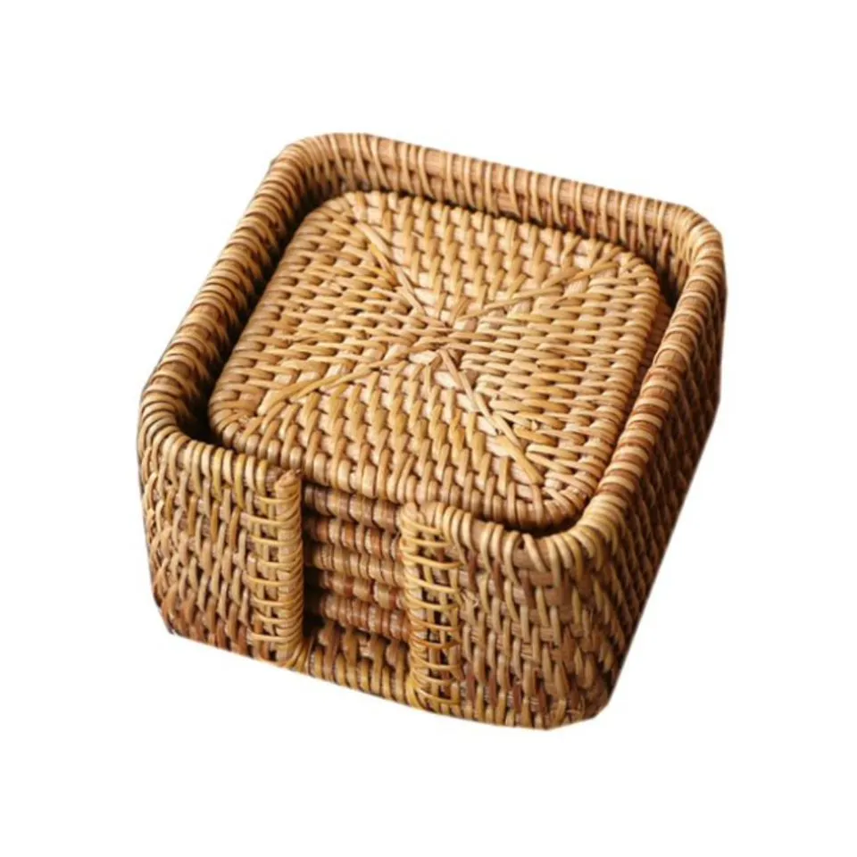 Square Rattan Coasters Handicraft