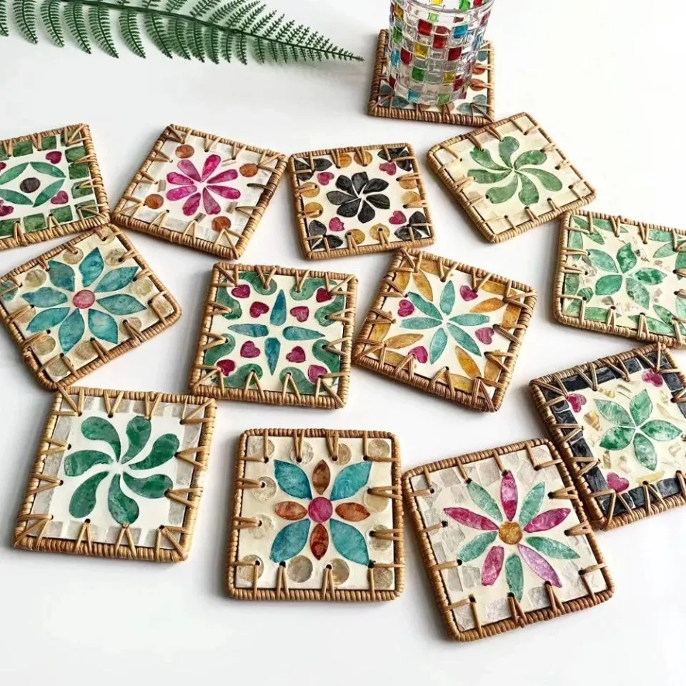 Square Rattan Coasters OEM