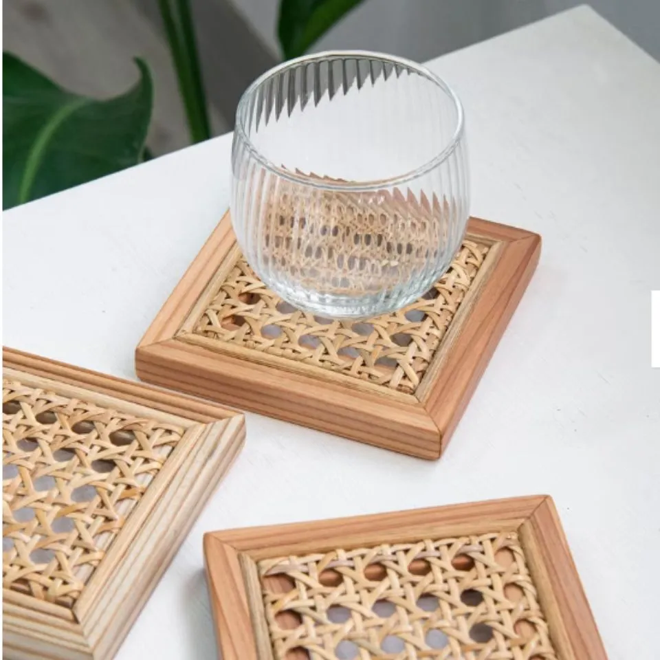 Square Rattan Coasters Custom