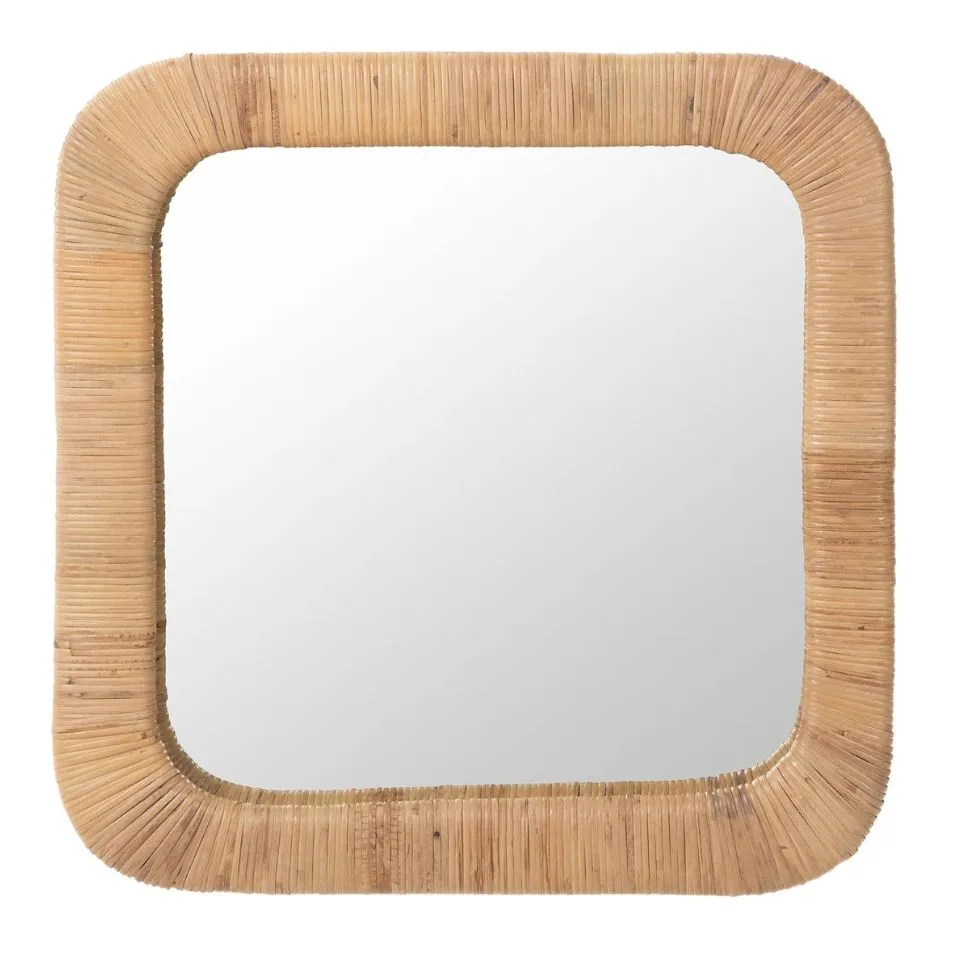Square Rattan Mirror Private Label
