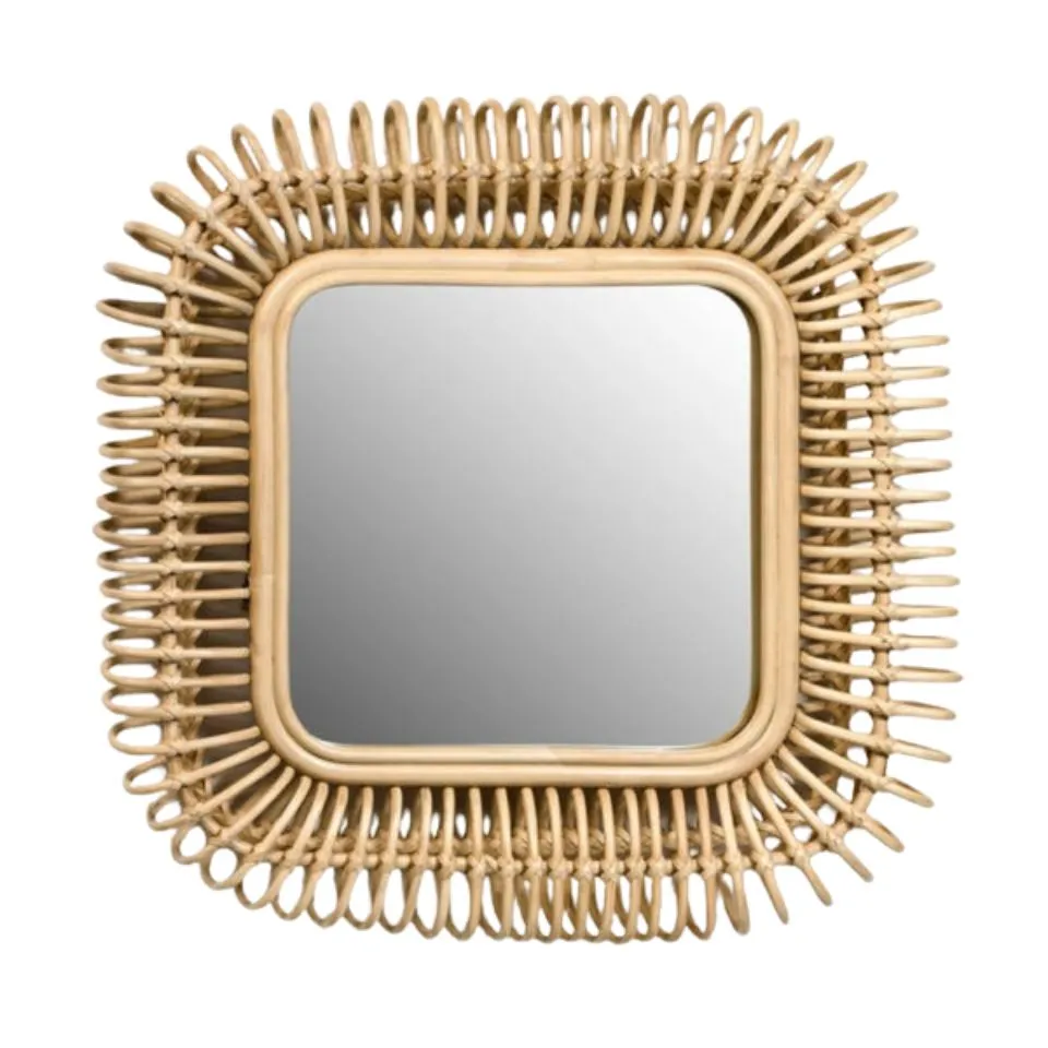 Square Rattan Mirror Custom