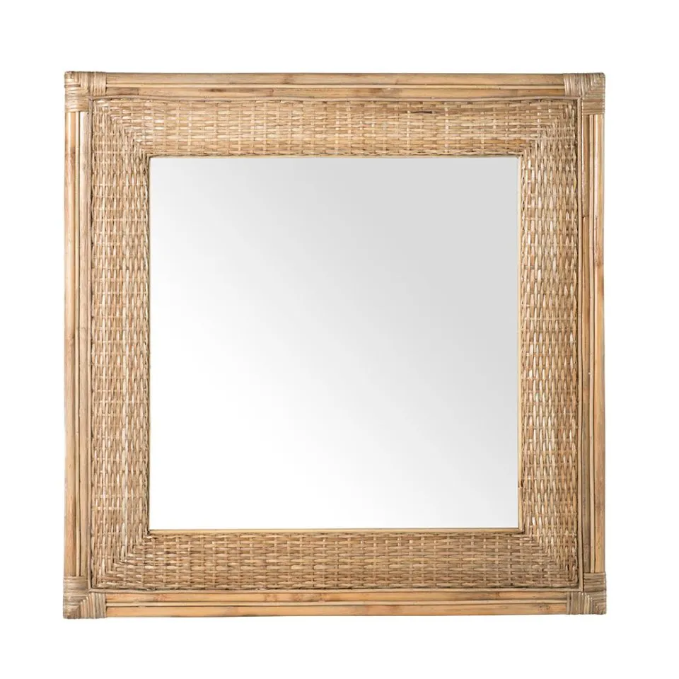 Square Rattan Mirror Handicraft