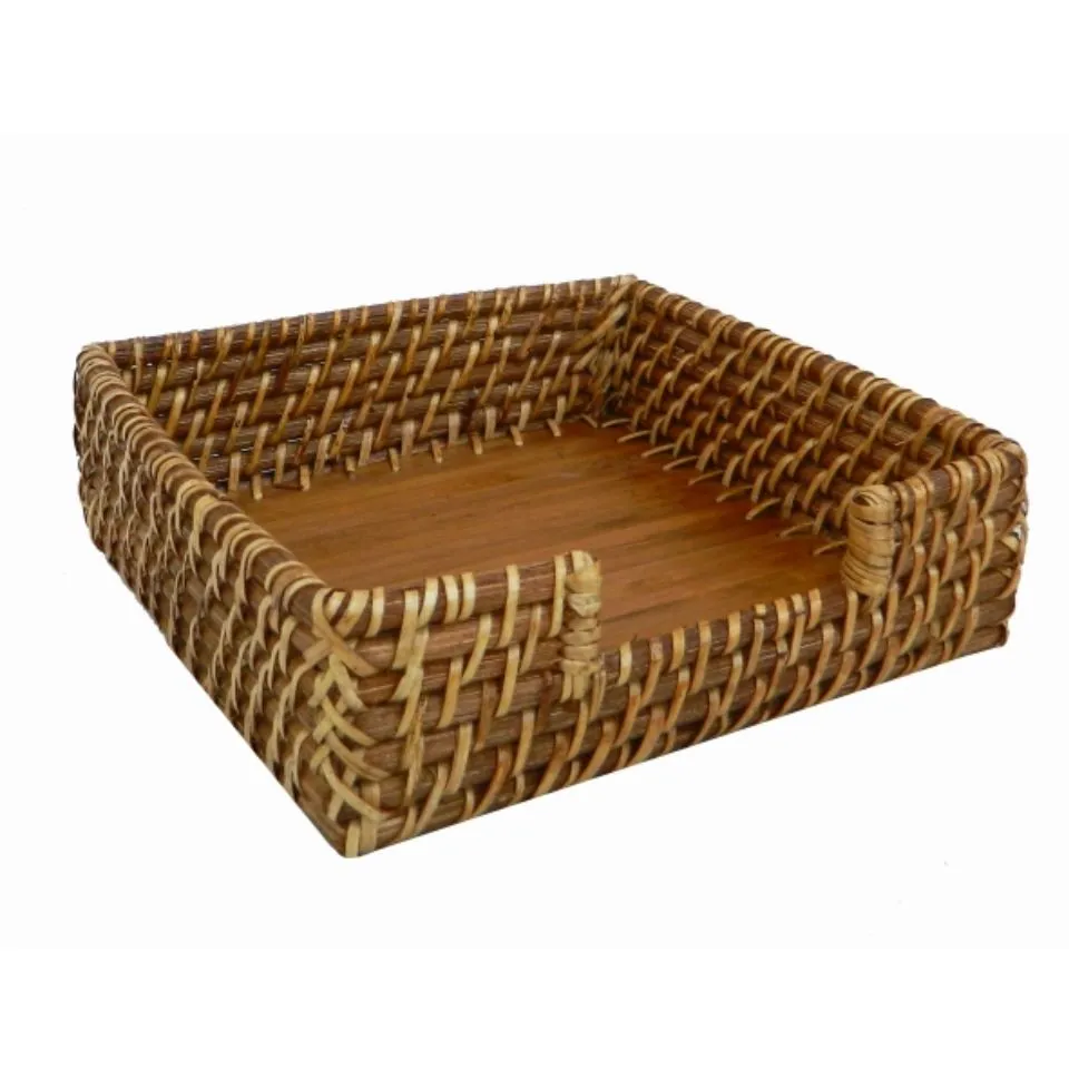 Square Rattan Napkin Holder Low Moq