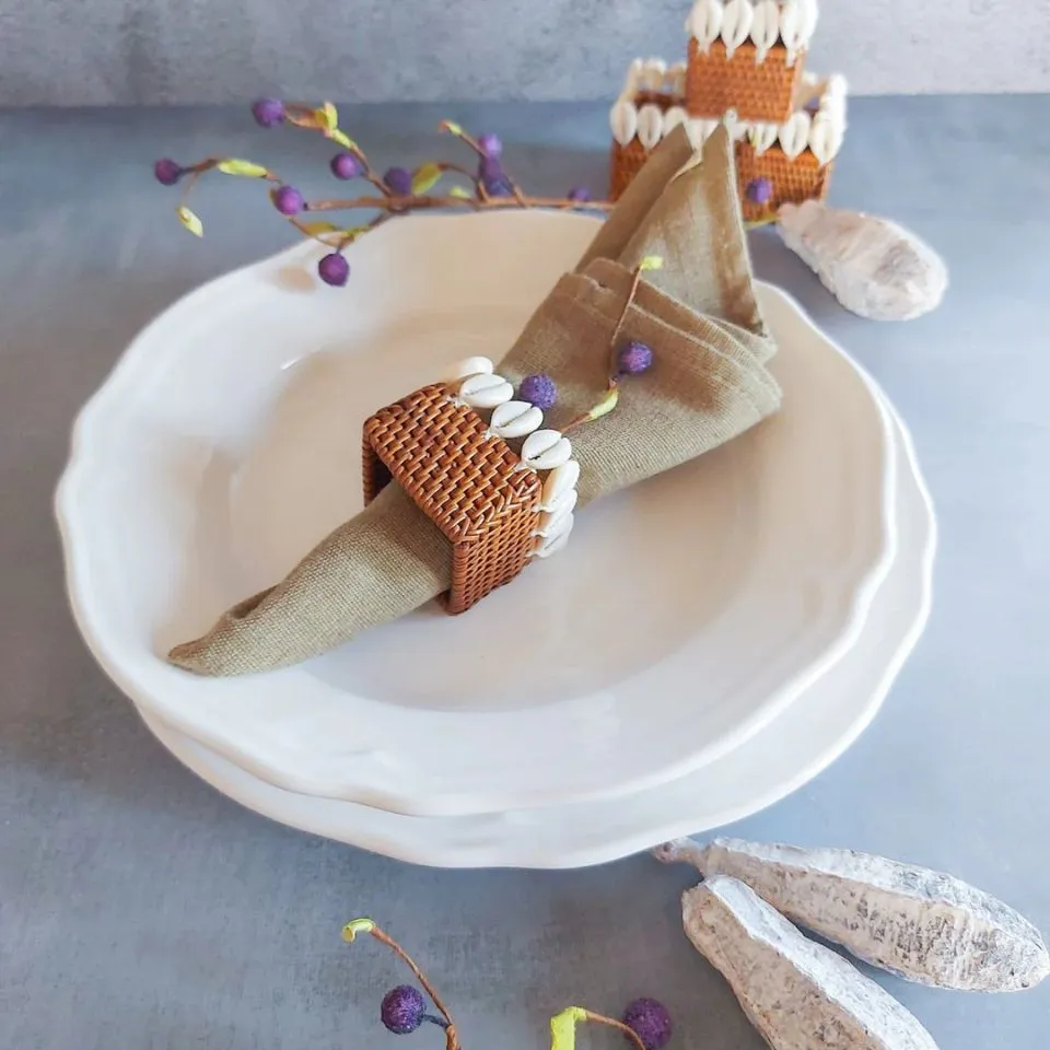 Square Rattan Napkin Rings OEM