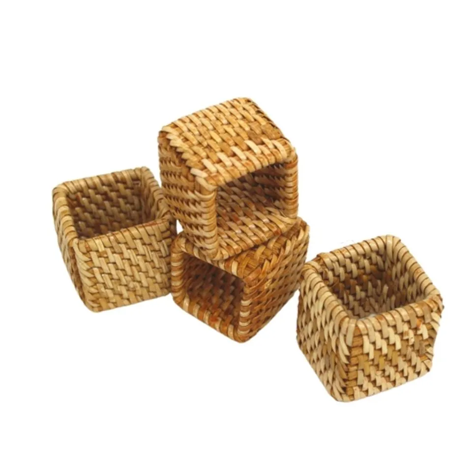 Square Rattan Napkin Rings Handicraft