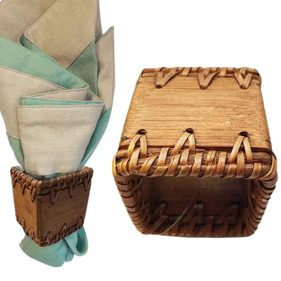 Square Rattan Napkin Rings Low Moq