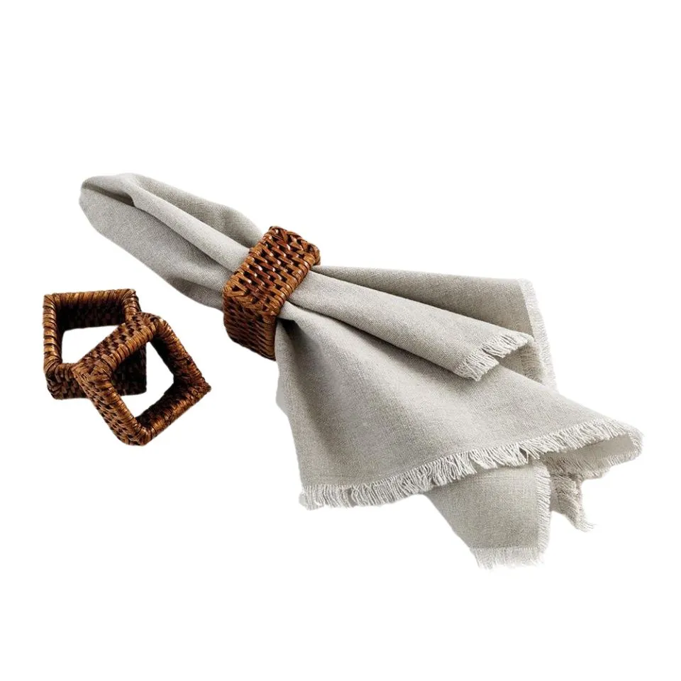 Square Rattan Napkin Rings Short Lead Time