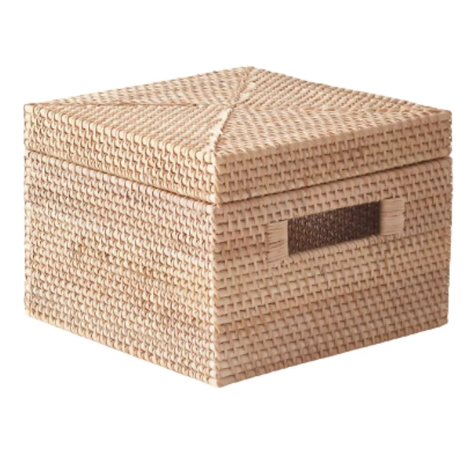 Square Rattan Storage Basket Handicraft