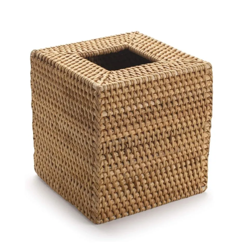 Square Rattan Tissue Napkin Box Eco Friendly