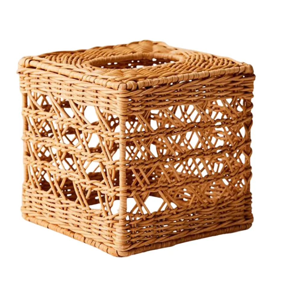 Square Rattan Tissue Napkin Box Low Moq