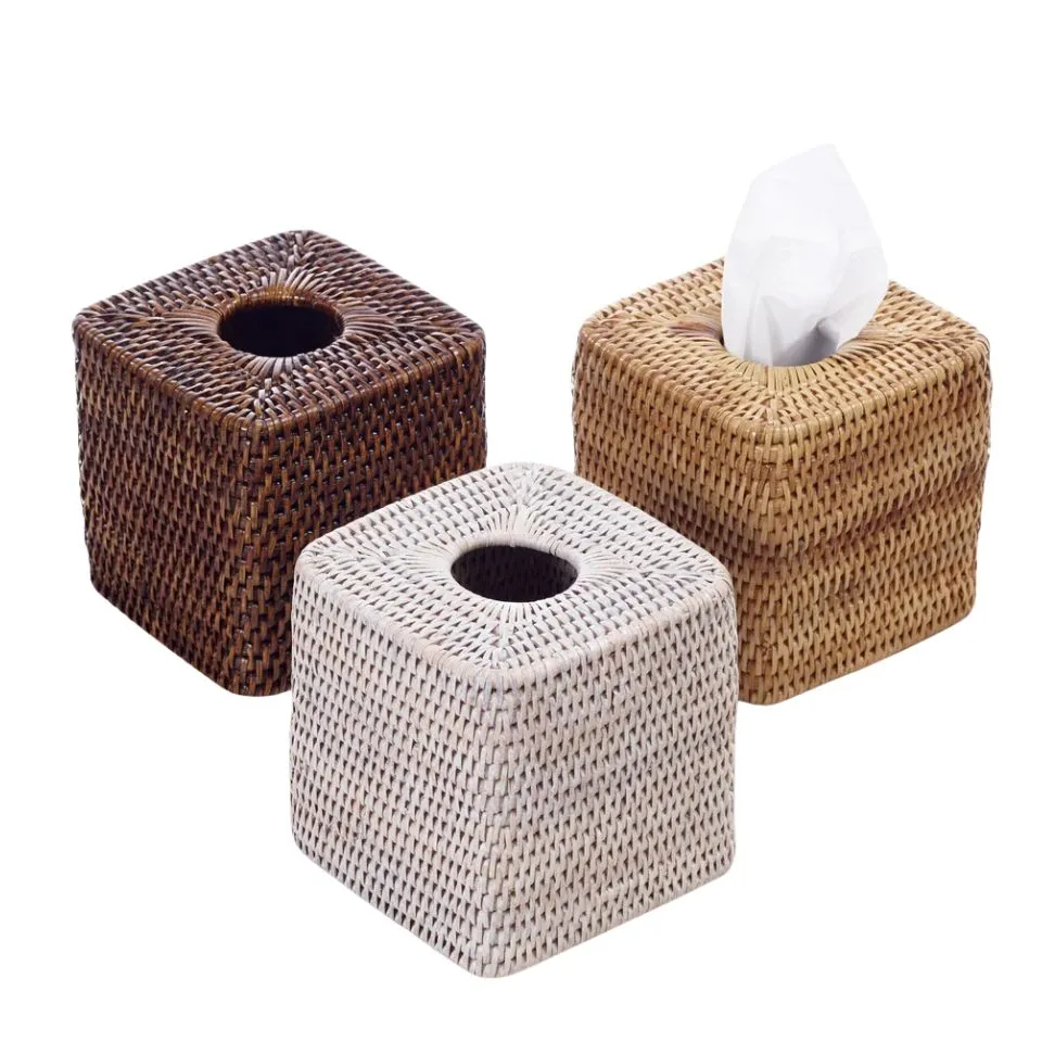 Square Rattan Tissue Napkin Box Short Lead Time