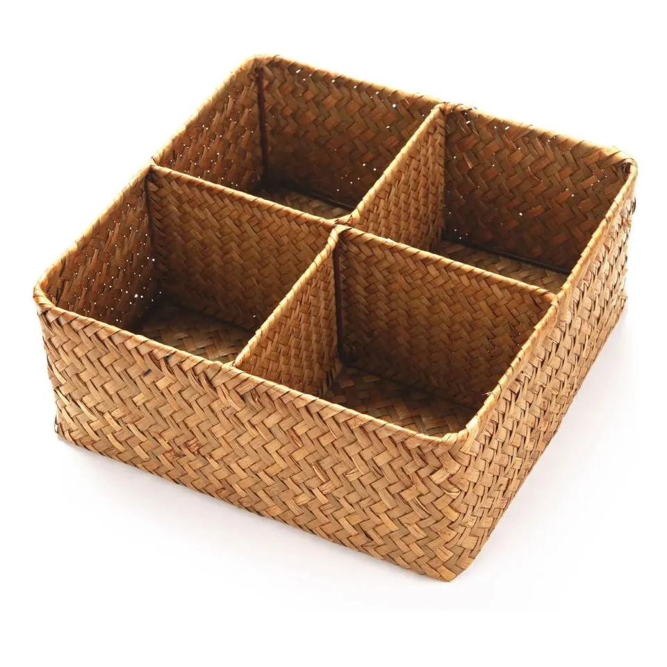 Square Seagrass Flatware Caddy Custom