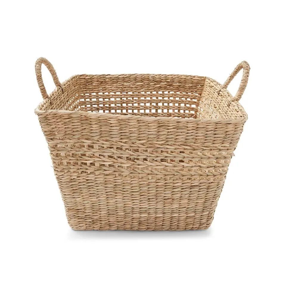 Square Seagrass Storage Basket Handicraft