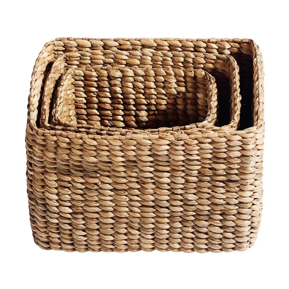 Square Water Hyacinth Baskets Handicraft
