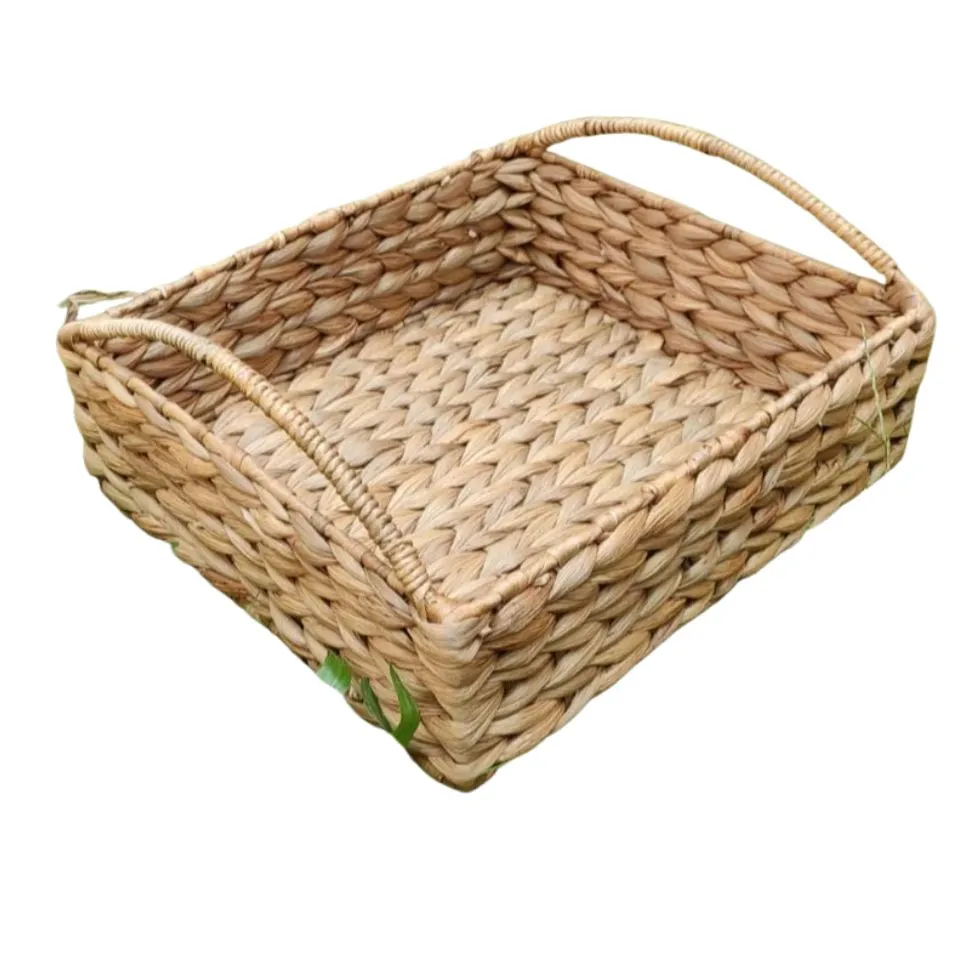 Square Water Hyacinth Tray Custom