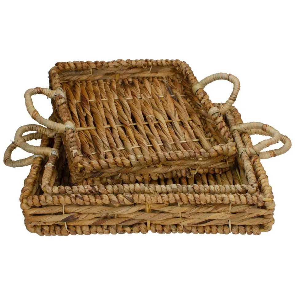 Square Water Hyacinth Tray Low Moq