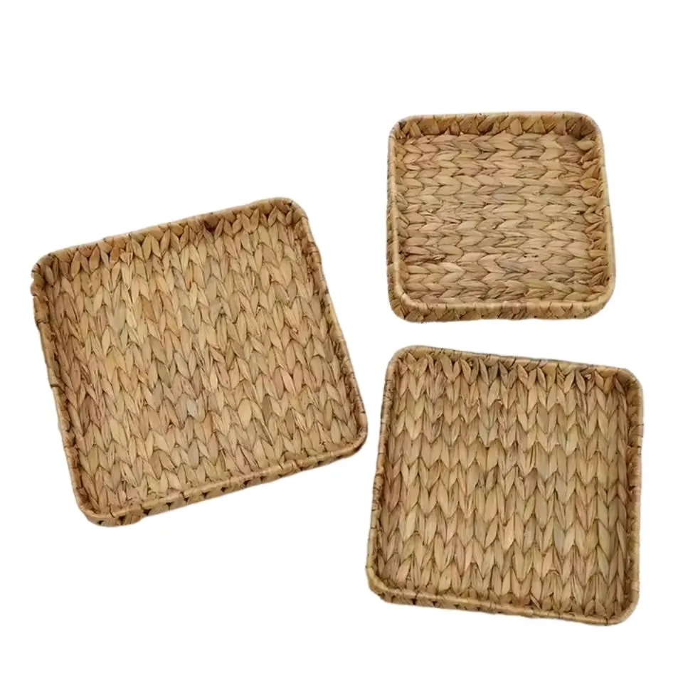 Square Water Hyacinth Tray Hight Quality