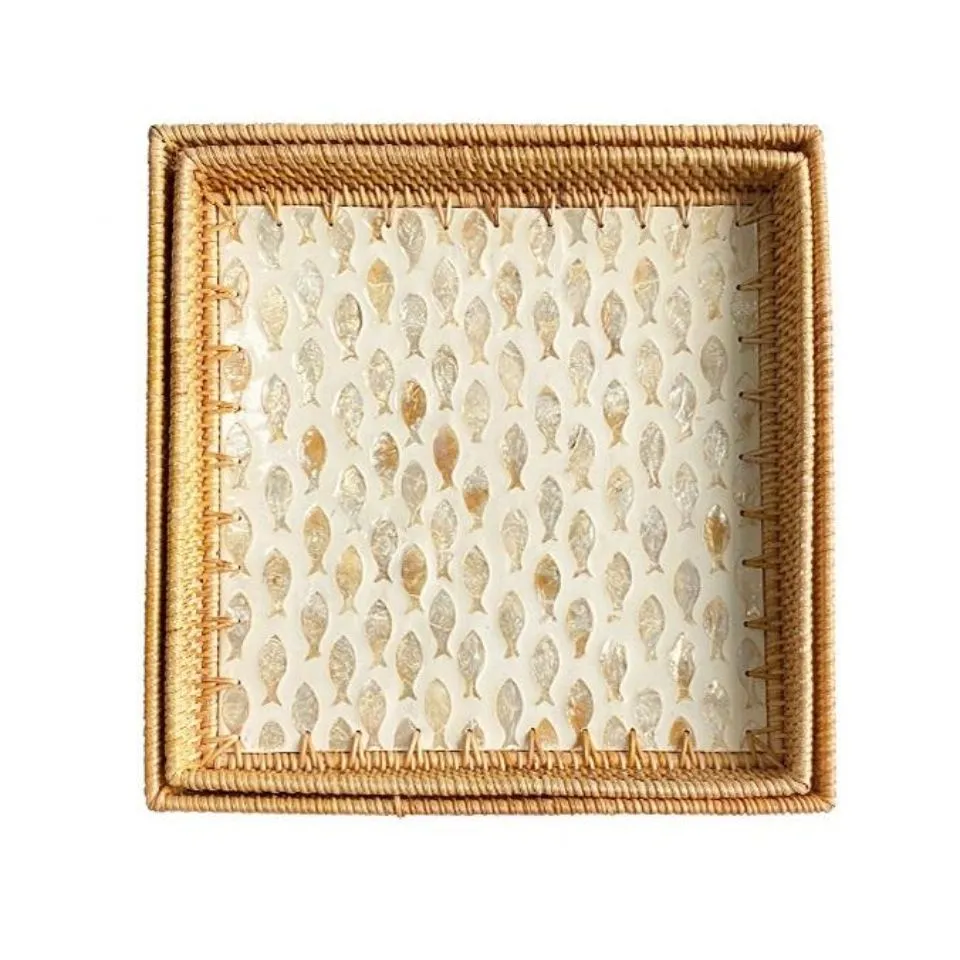 Square Woven Rattan Tray Low Moq