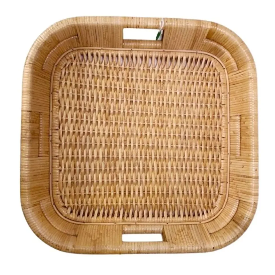 Square Woven Rattan Tray Handicraft