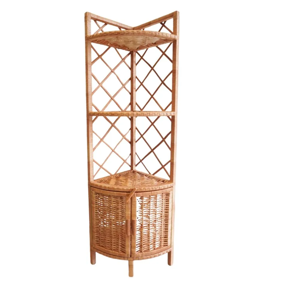Tiered Rattan Corner Shelf Custom