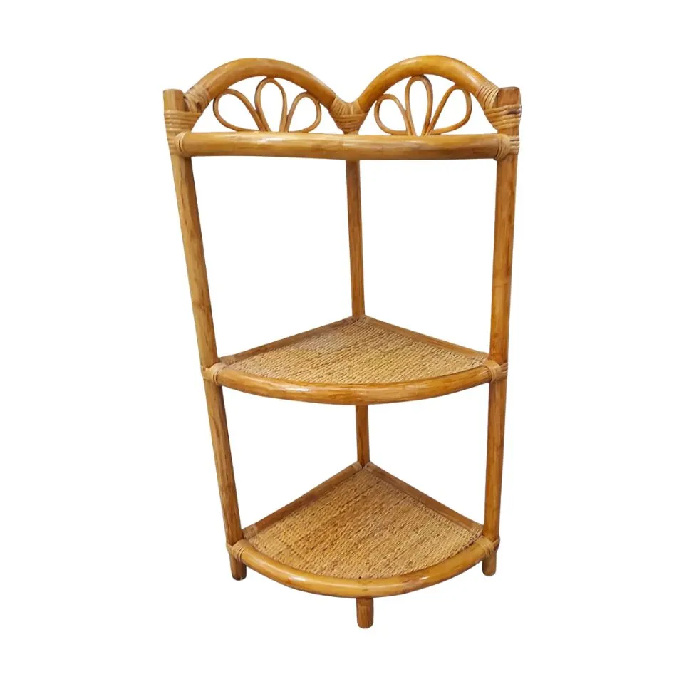 Tiered Rattan Corner Shelf Fob