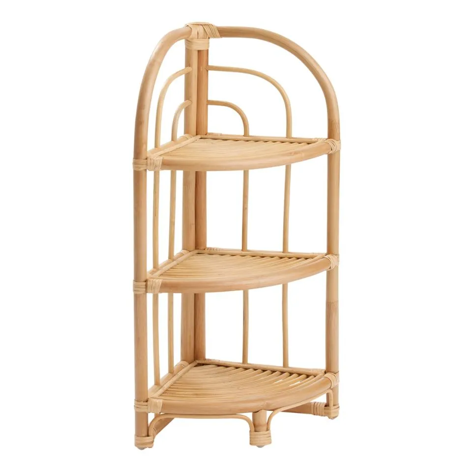 Tiered Rattan Corner Shelf Private Label