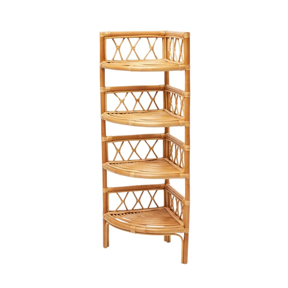 Tiered Rattan Corner Shelf Hight Quality