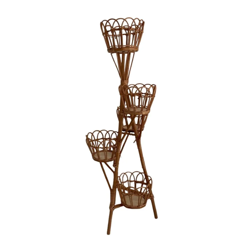 Tiered Rattan Plant Stand Private Label