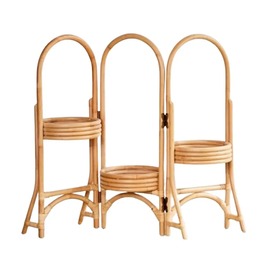 Tiered Rattan Plant Stand Handicraft