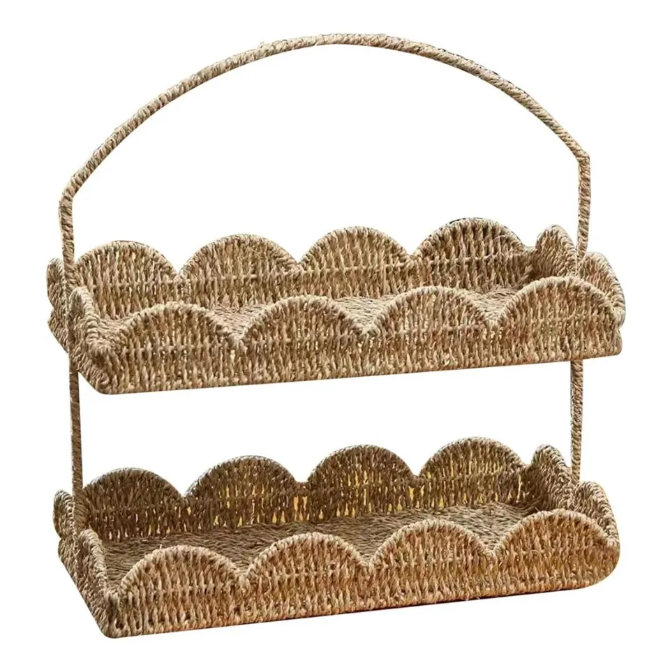 Tiered Seagrass Serving Tray Low Moq