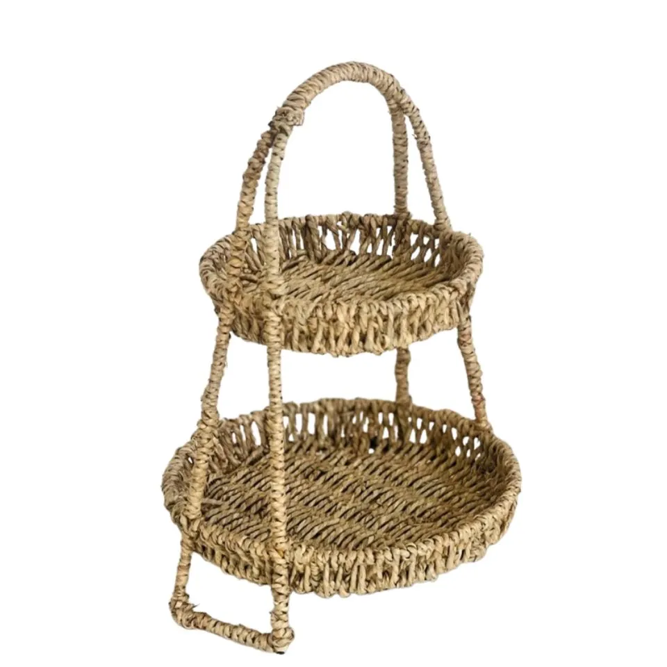 Tiered Seagrass Serving Tray Short Lead Time