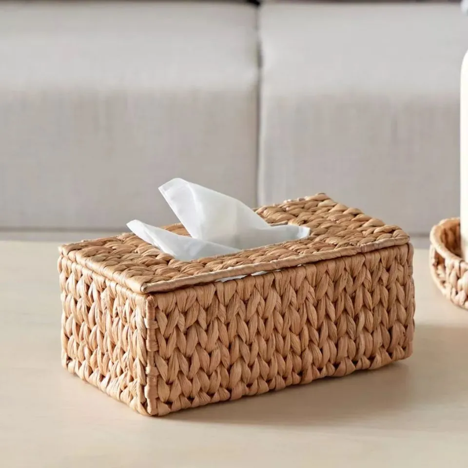 Rectangular Tissue Napkin Box with premium water hyacinth material