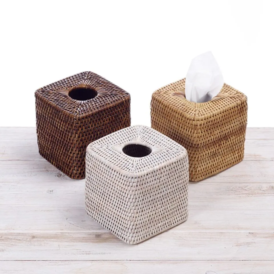 Woven rattan Tissue Napkin Box, handcrafted, direct manufacturing from Vietnam