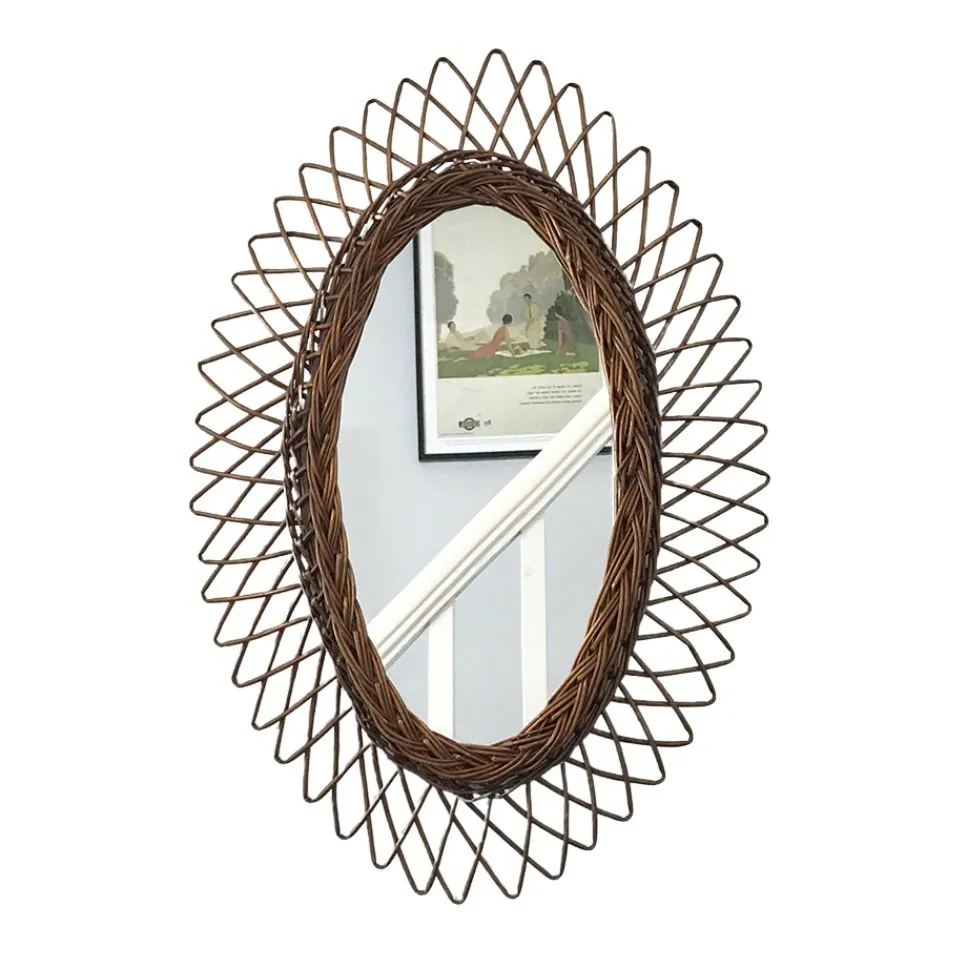 Vintage Style Rattan Mirrors Handicraft