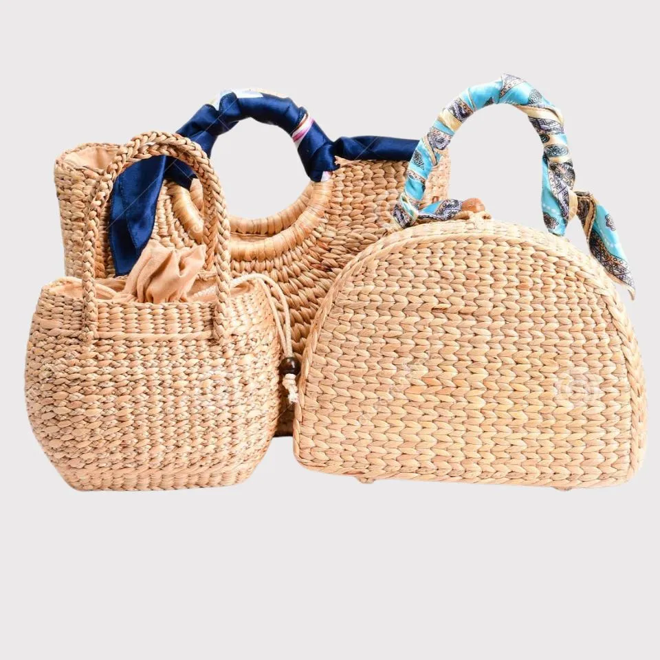 Luxury rattan handbag set, premium bohemian fashion handicrafts by EHM