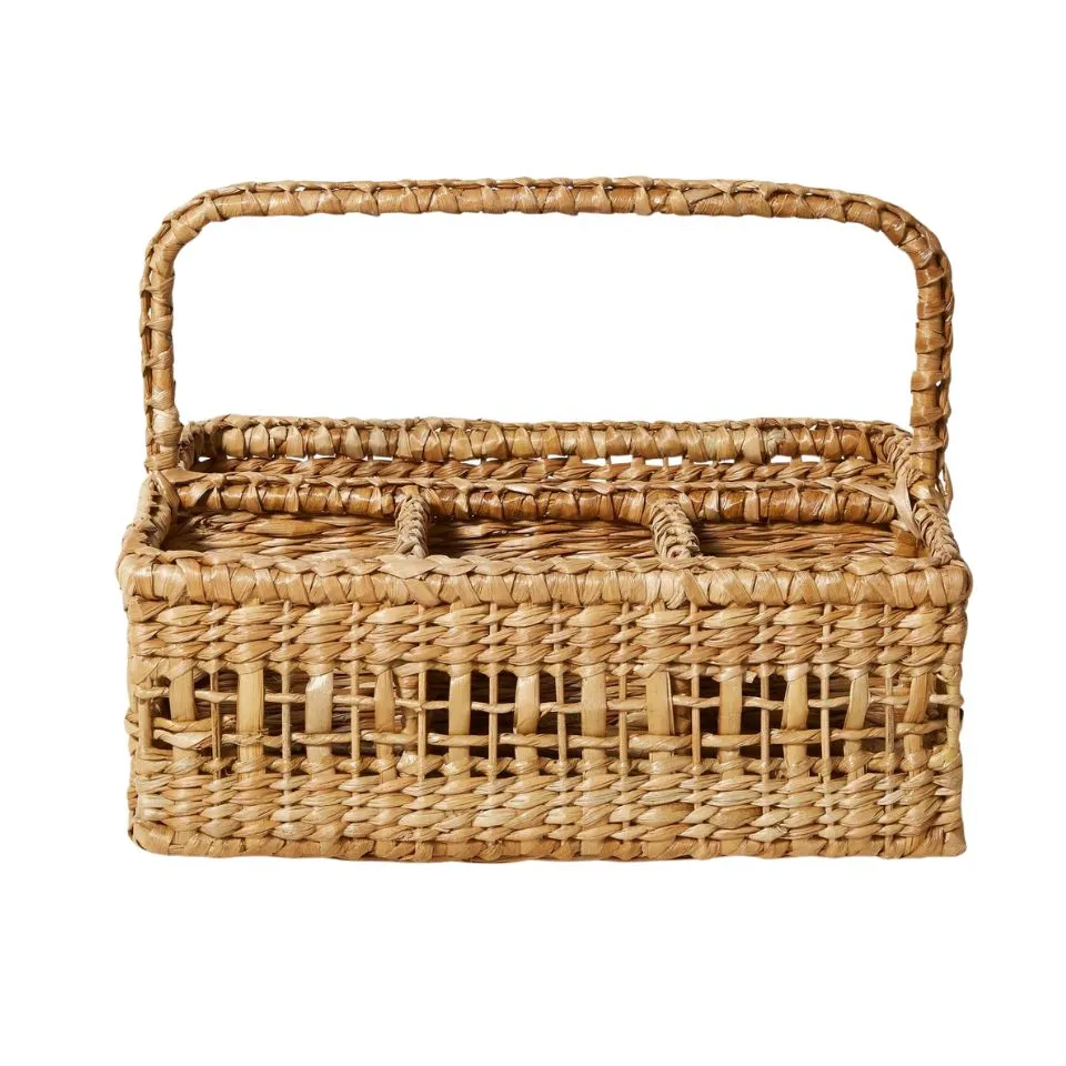 Water Hyacinth Rectangular Flatware Caddy Private Label