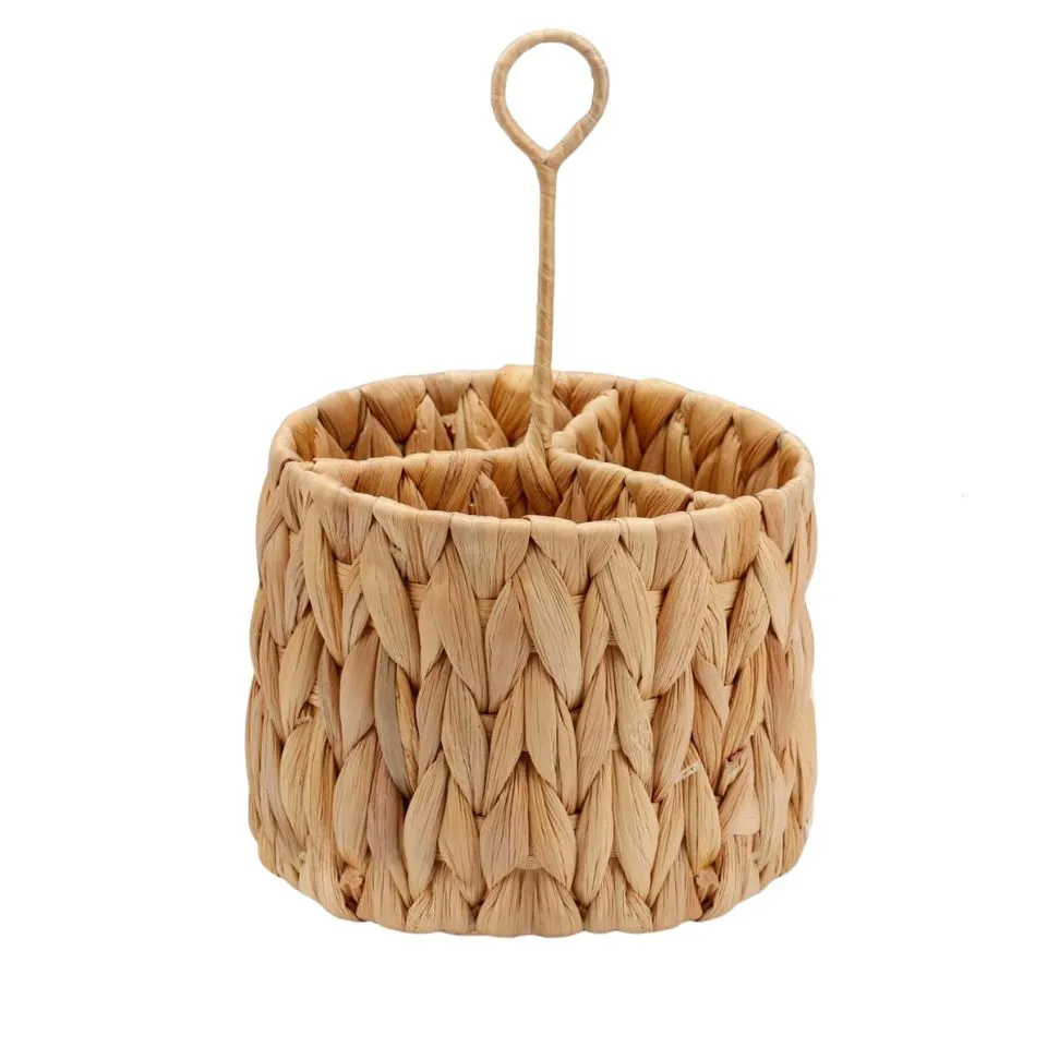 Water Hyacinth Round Flatware Caddy Short Lead Time