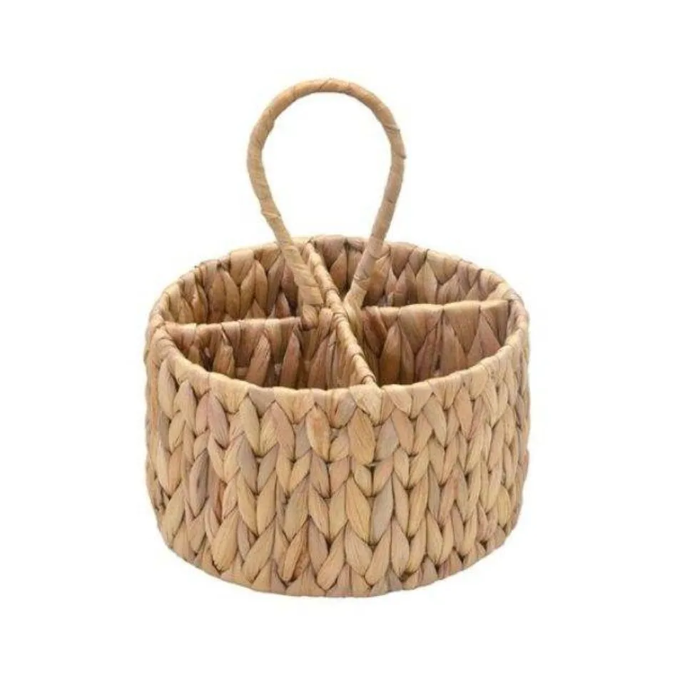 Water Hyacinth Round Flatware Caddy Custom