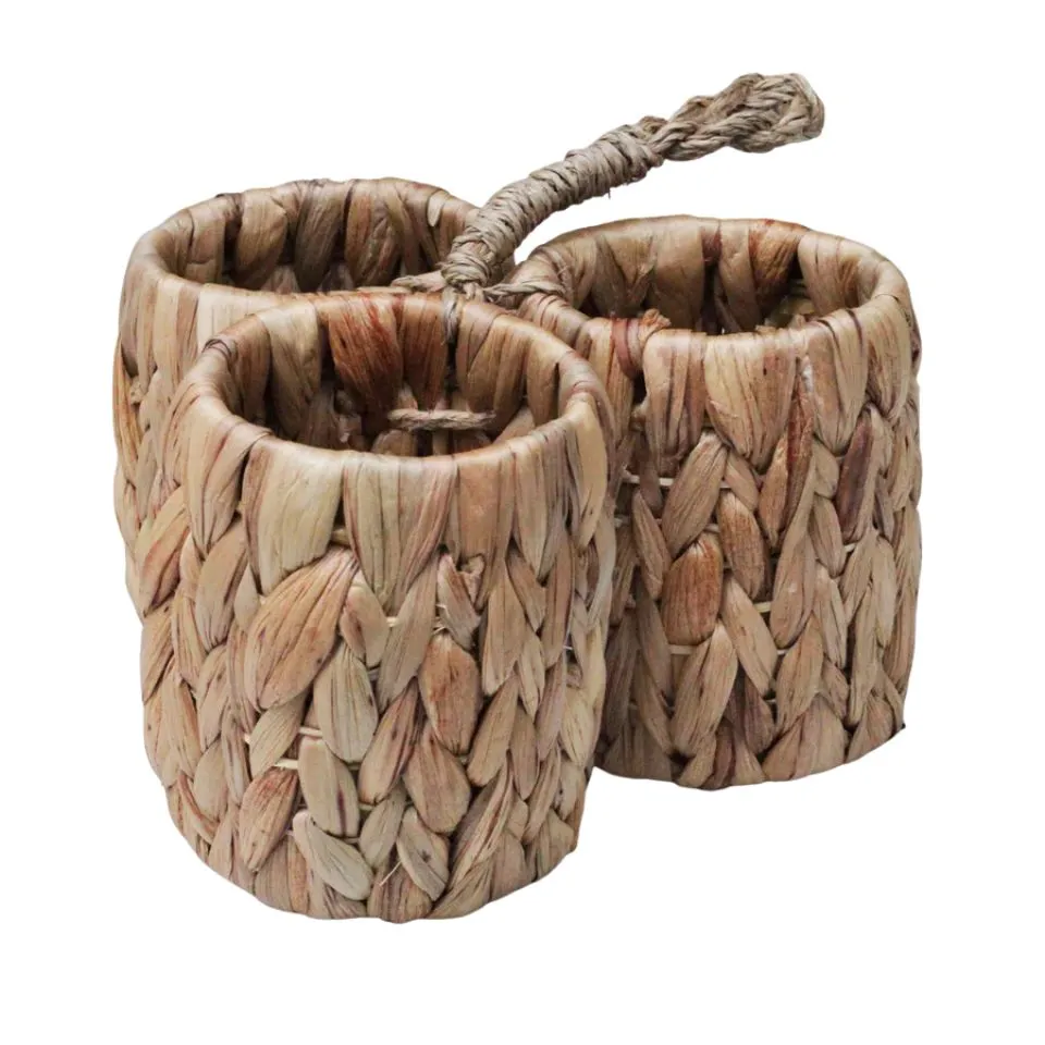 Water Hyacinth Round Flatware Caddy Low Moq