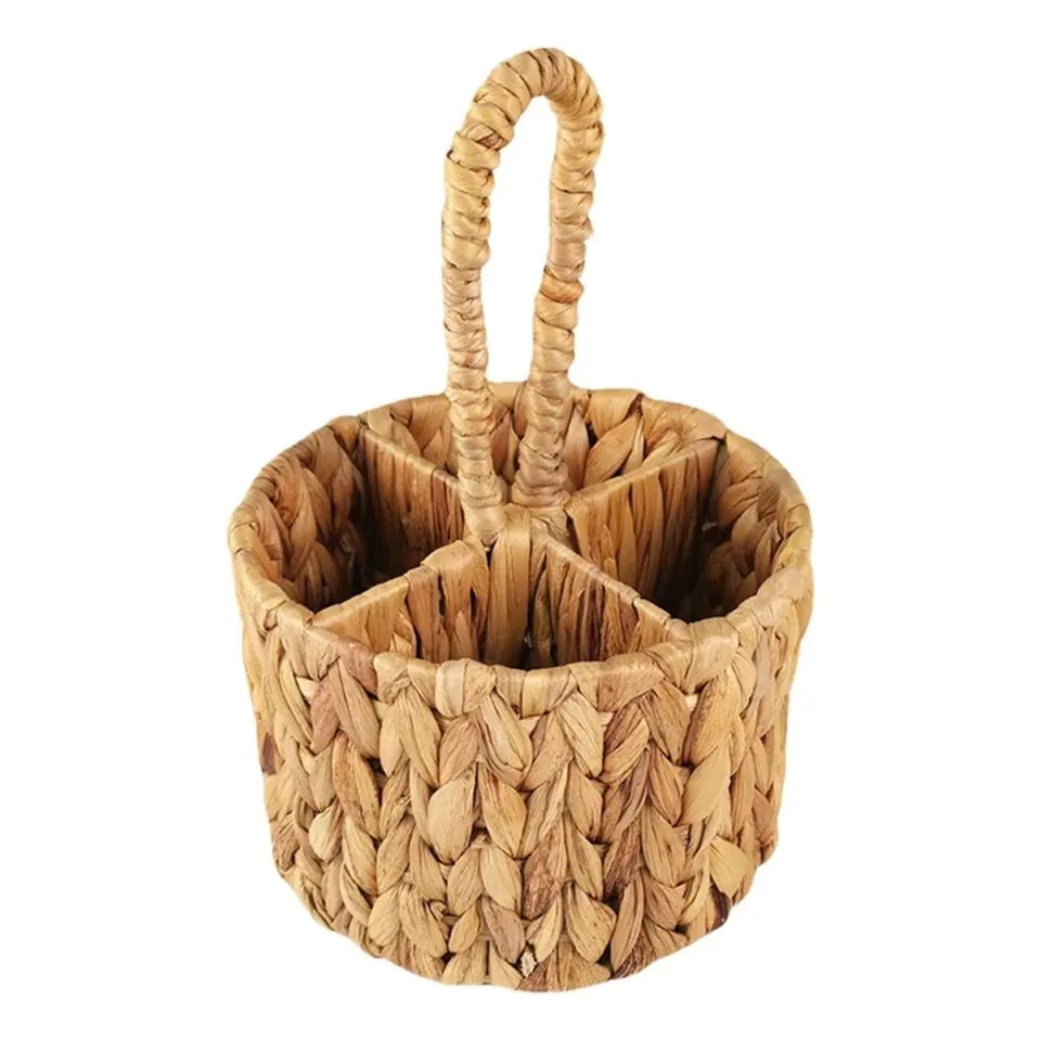 Water Hyacinth Round Flatware Caddy Manufacturer