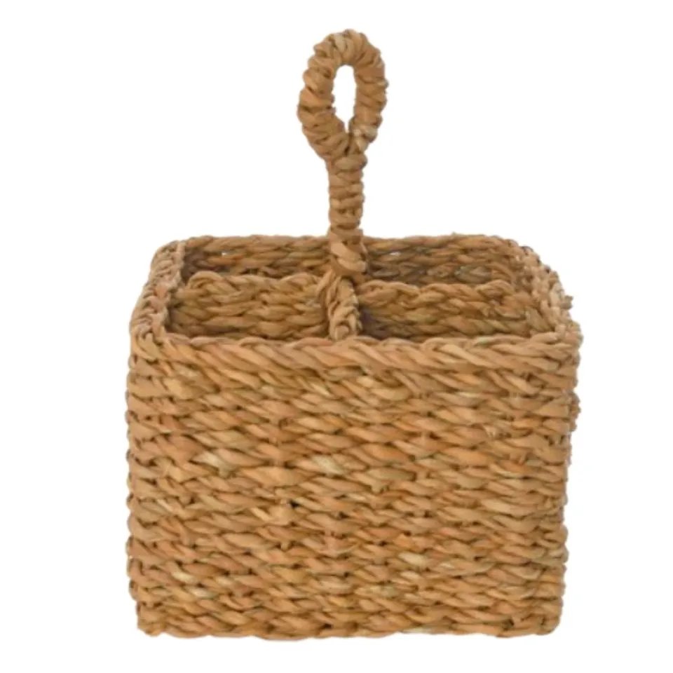 Water Hyacinth Square Flatware Caddy Private Label