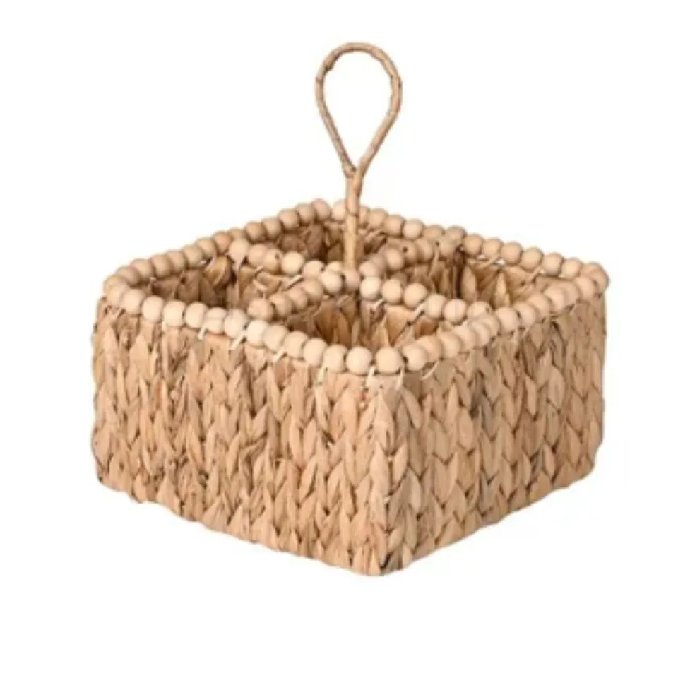 Water Hyacinth Square Flatware Caddy Low Moq