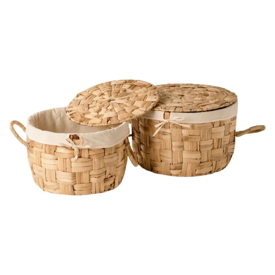 Water Hyacinth Storage Baskets SET of 2 Custom