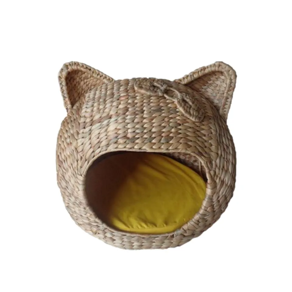 Water Hyacinth Woven Cat House Private Label