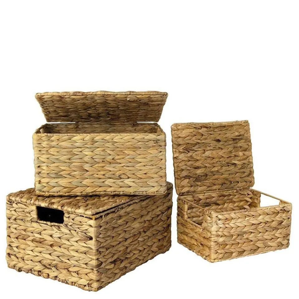 Water Hyacinth Woven Set of 3 Storage Baskets OEM