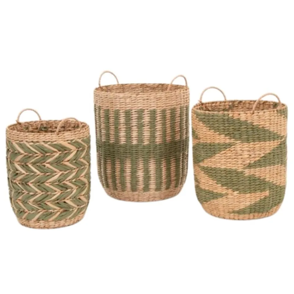 Water Hyacinth Woven Set of 3 Storage Baskets Manufacturer