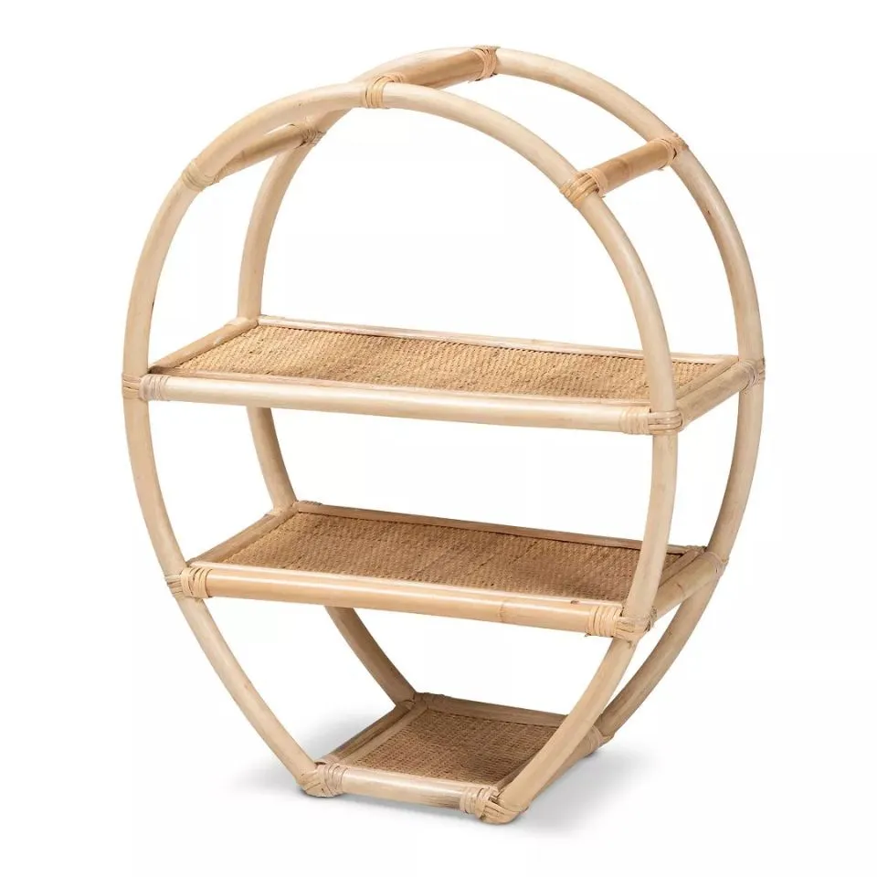 Wicker 3 Tier Rattan Shelf Handicraft