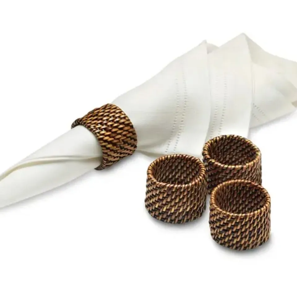 Wicker Weaved Rattan Napkin Rings Private Label
