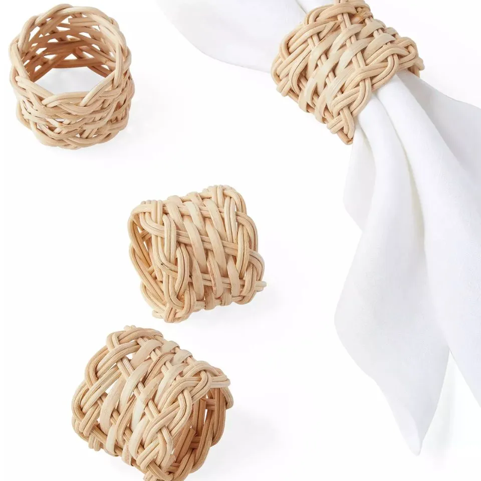 Wicker Weaved Rattan Napkin Rings Custom