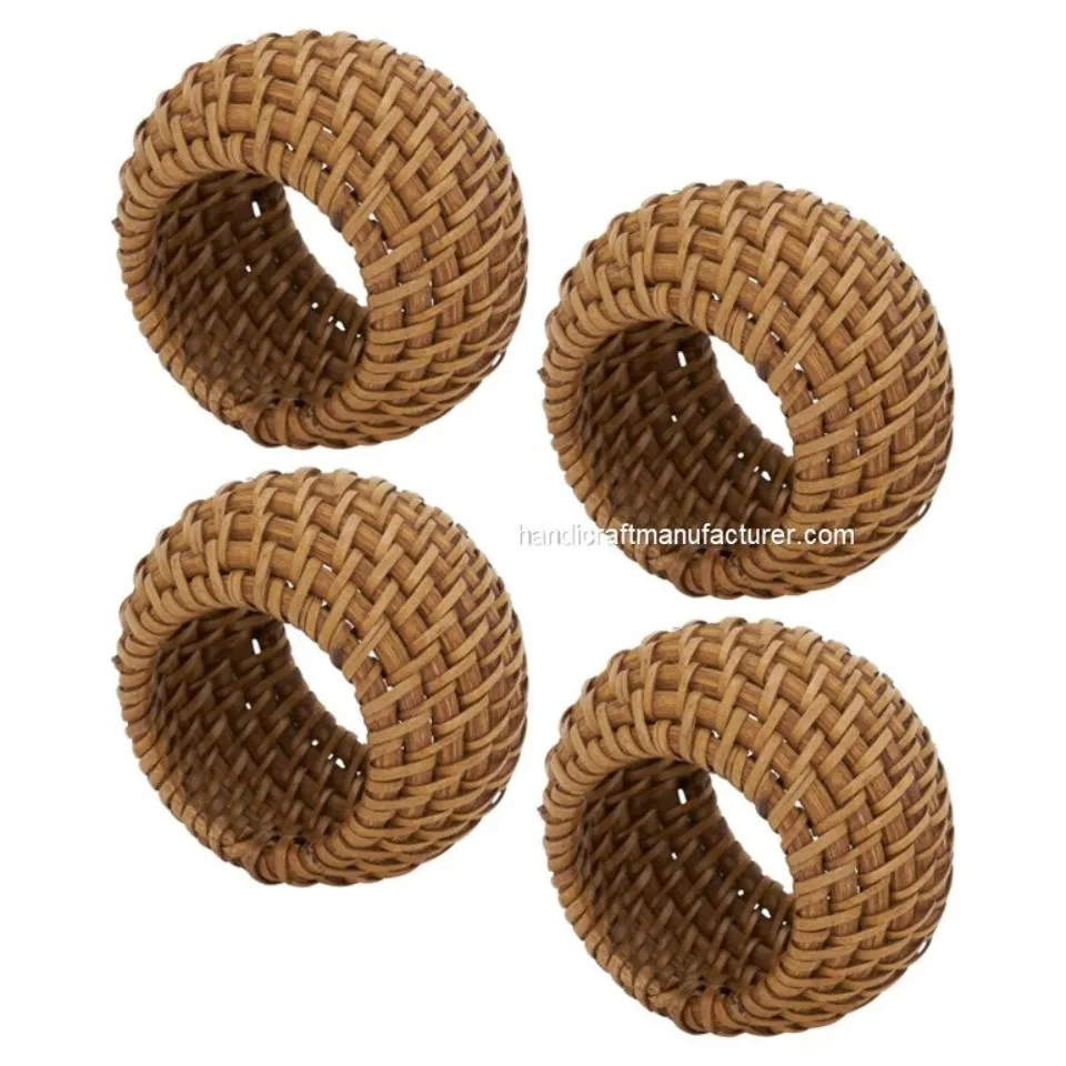Woven Rattan Napkin Rings Low Moq